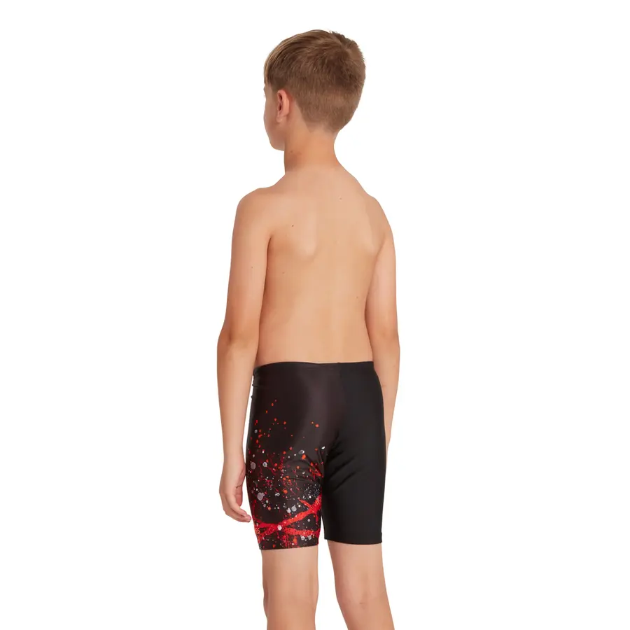 Wired Red Mid Jammer Badebukse jr 116 Zoggs | Svart/Rød | Ecolast 