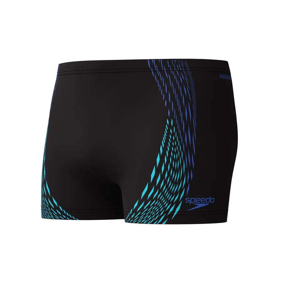 Duo Logo Print Aquashort Badebukse 36 Speedo | Svart/Blå | EnduraFlex 