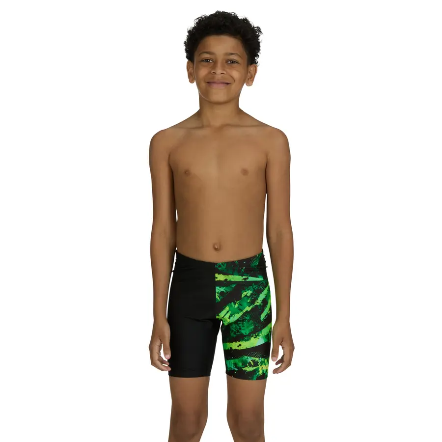 Greengame Mid Jammer Badebukse jr 128cm Zoggs | Svart/Grønn/Gul | Ecolast 