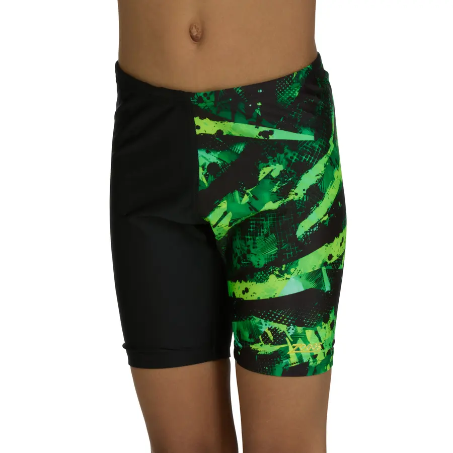Greengame Mid Jammer Badebukse jr 128cm Zoggs | Svart/Grønn/Gul | Ecolast 