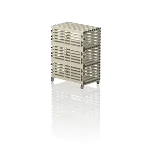 Oppbevaringsskap med 3 l&#229;sbare rom Beige | 208 x 136 x 76 cm