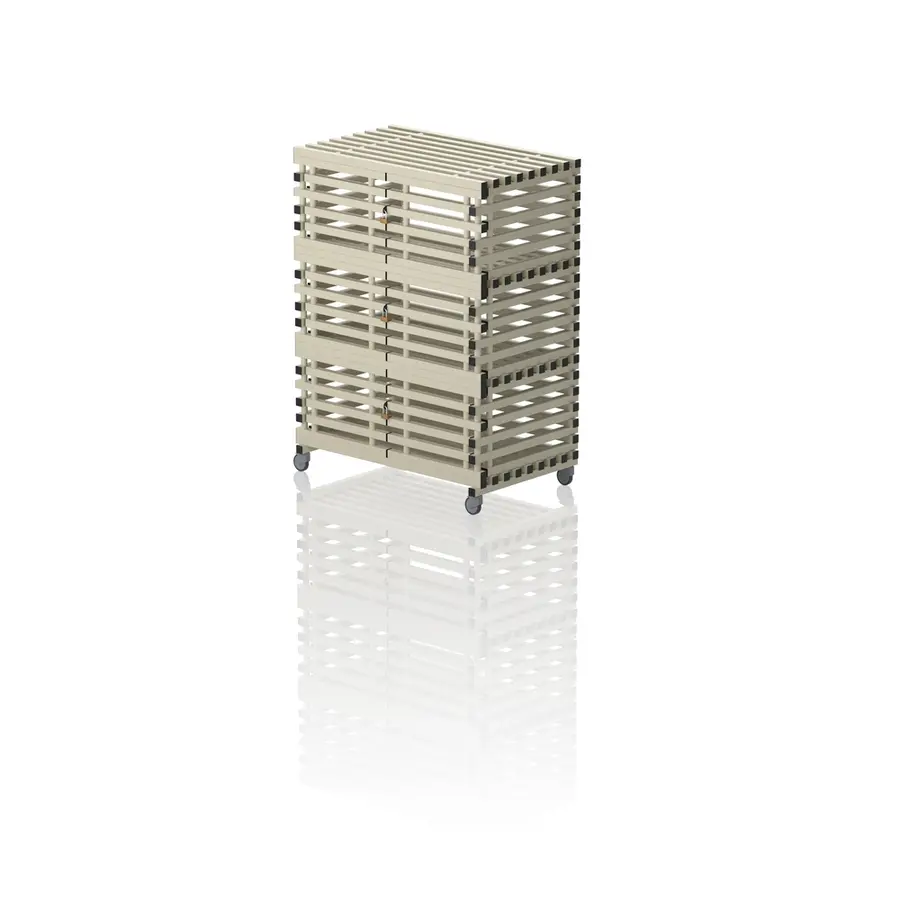 Oppbevaringsskap med 3 låsbare rom Beige | 208 x 136 x 76 cm 