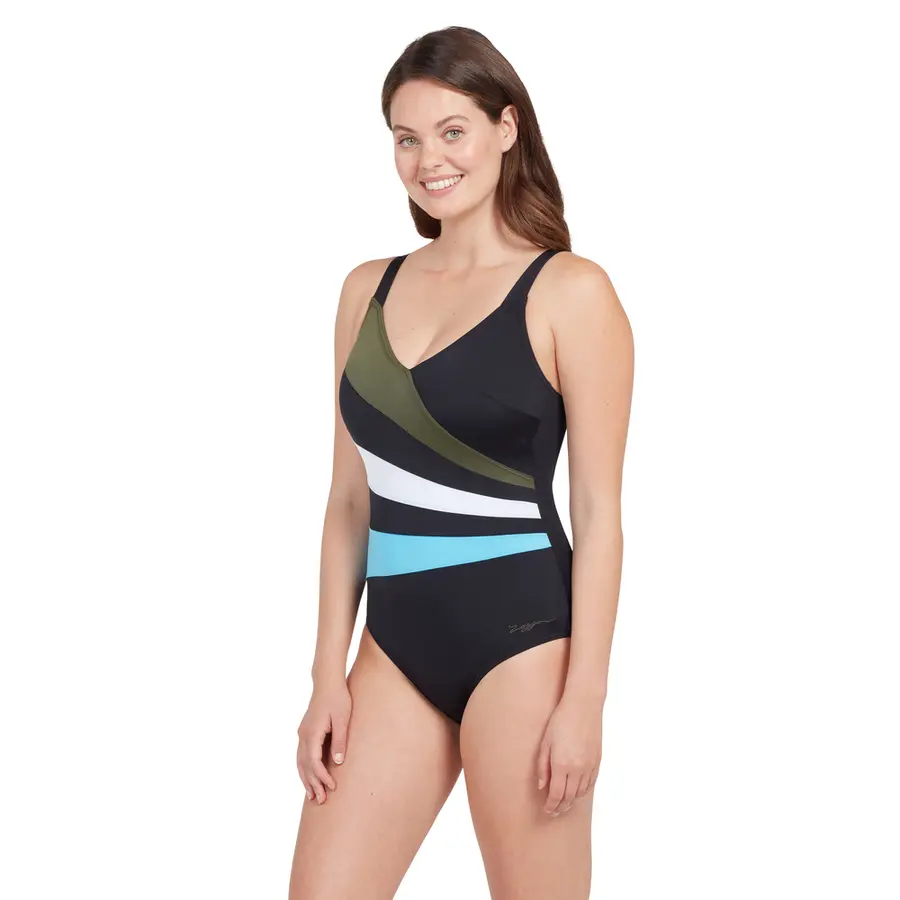 Wrap Panel Classicback Badedrakt EU34 Zoggs | Svart/Flerfarget | Ecolast 