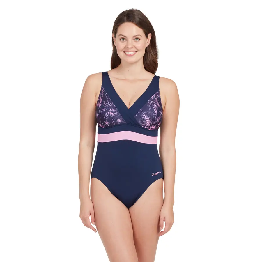 Sunset Bloom Square Back Badedrakt EU34 Zoggs | Blå/ Flerfarget | Ecolast 