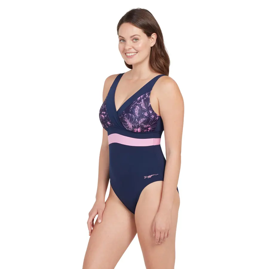 Sunset Bloom Square Back Badedrakt EU34 Zoggs | Blå/ Flerfarget | Ecolast 