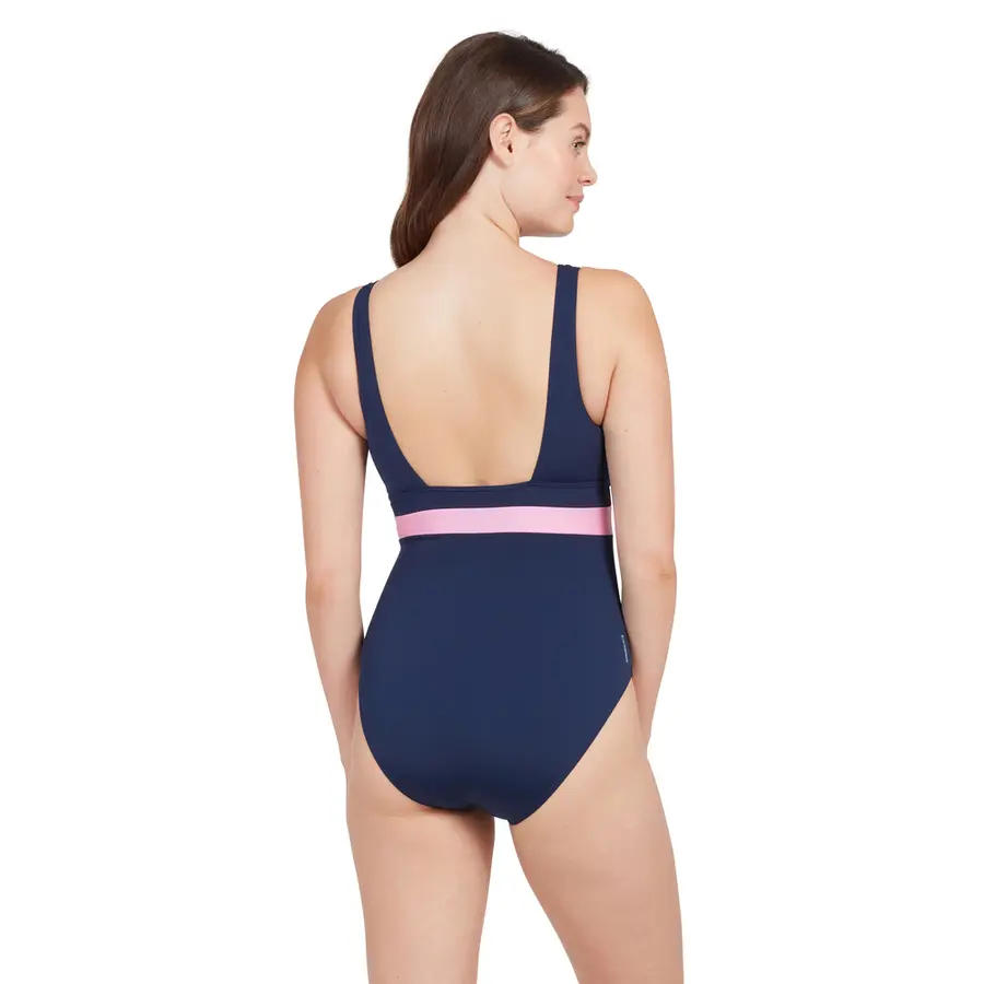 Sunset Bloom Square Back Badedrakt EU34 Zoggs | Blå/ Flerfarget | Ecolast 