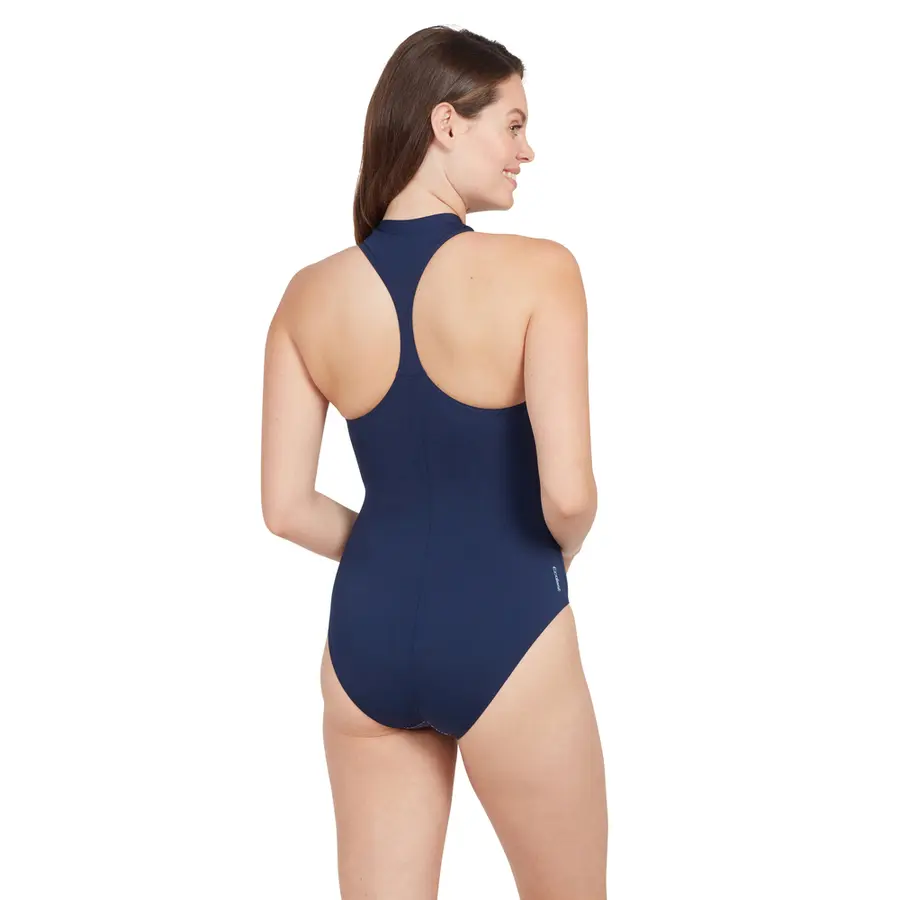 Sunset Bloom Zip One Piece Badedrakt 46 Zoggs | Blå/ Flerfarget | Ecolast 