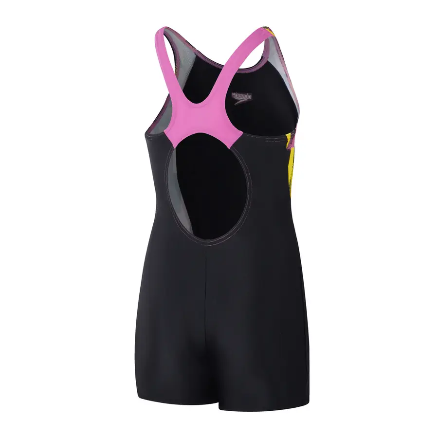 Printed Panel Legsuit Badedrakt jr 116 Speedo | Svart/Rosa | EnduraFlex 