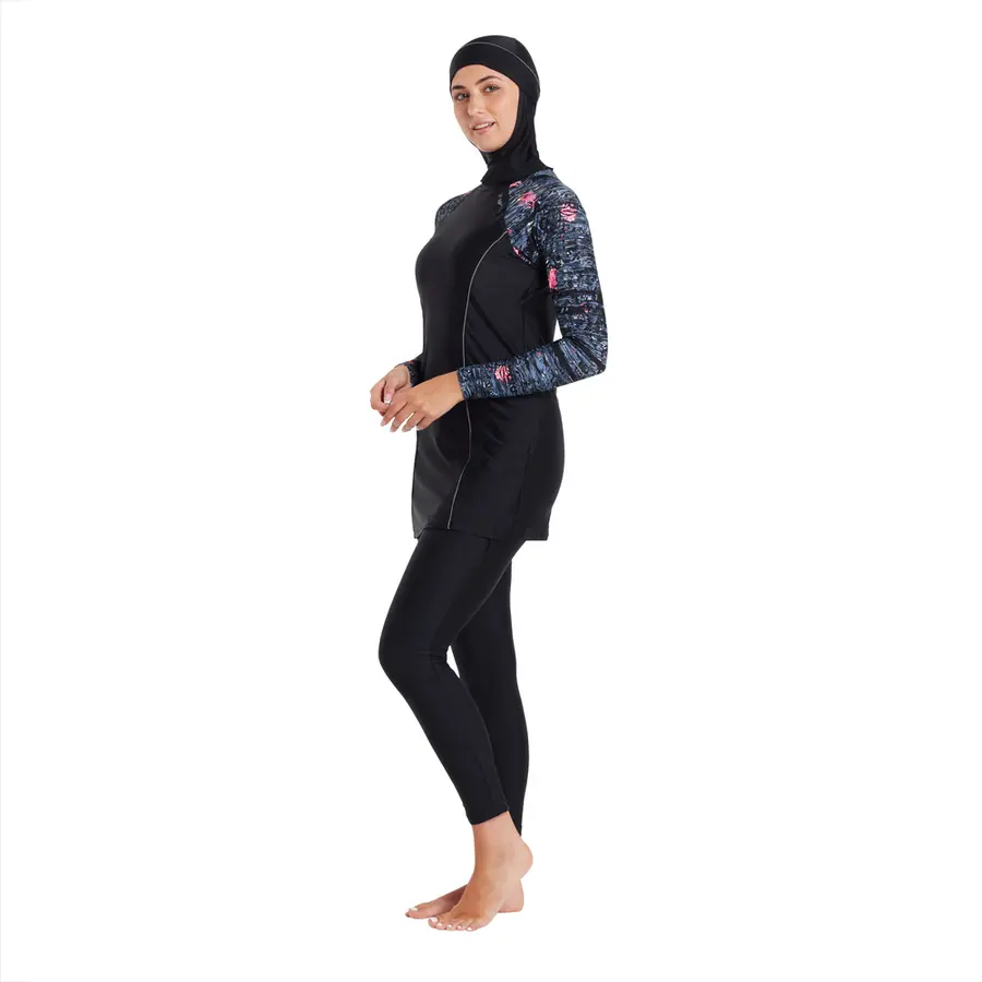 Dusk Modesty Suit Side Cut Burkini 42 Zoggs |  Svart/Flerfarget | Elastomax 
