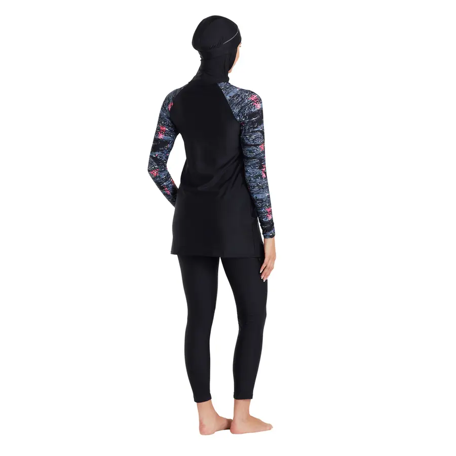 Dusk Modesty Suit Side Cut Burkini 42 Zoggs |  Svart/Flerfarget | Elastomax 