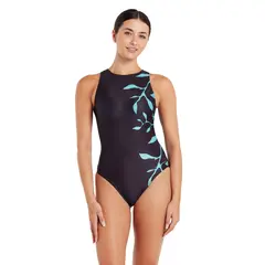 Daintree Hi Front Badedrakt EU36 Zoggs | Svart/Turkis | Ecolast