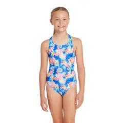 Aqua Pony Flyback Badedrakt jr 116cm Zoggs | Bl&#229;/Flerfarget | Ecolast