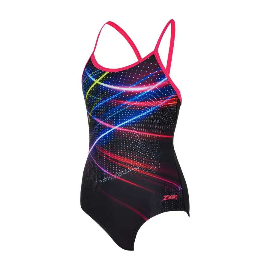 Laserbeam Sprintback Badedrakt jr 128cm Zoggs | Svart/Flerfarget | Ecolast 
