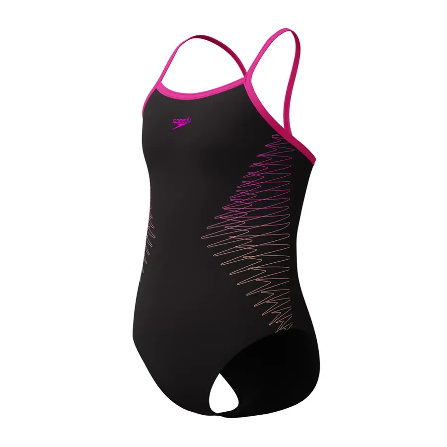 Plastisol Muscleback Badedrakt jr 128 Speedo | Svart/Rosa | EnduraFlex 
