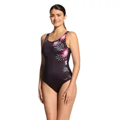 Safari Leaf Scoopback Badedrakt EU36 Zoggs | Svart/Flerfarget | Ecolast
