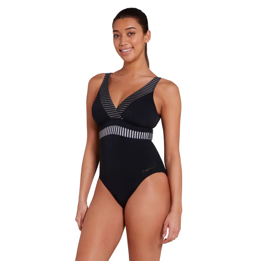 Seafarer Square Back Badedrakt EU38 Zoggs | Svart/Flerfarget | Ecolast + 