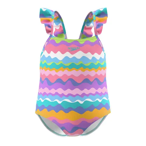 Print Frill Thinstrap Badedrakt jr Speedo | Flerfarget | EnduraSoft
