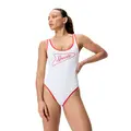 Solid Bound Scoop Badedrakt Speedo | Hvit/Rød | Soft Swim Jersey