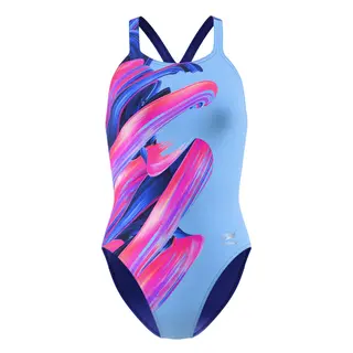 Speedo Placement Printed Powerback Speedo | Bl&#229;/Rosa | Endurance+