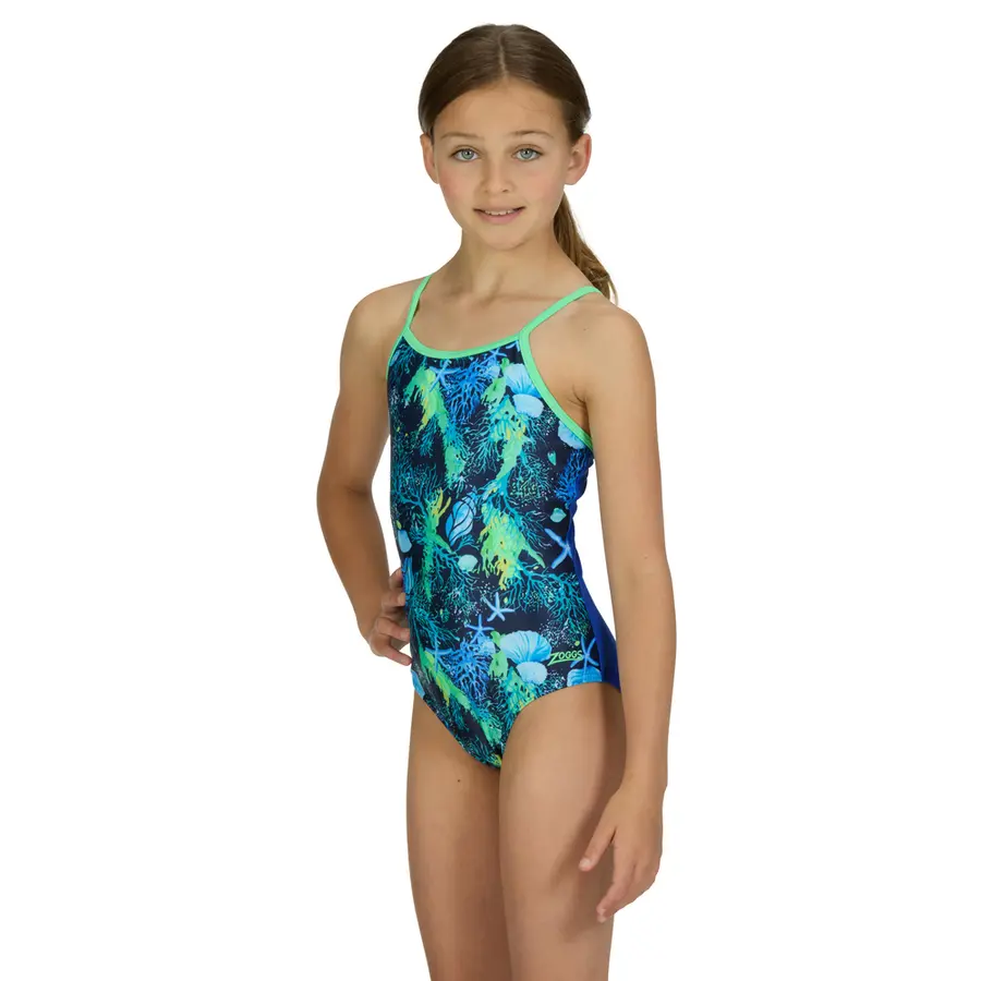 Seaside Yaroomba Floral Badedrakt jr 164 Zoggs | Blå/Flerfarget | Ecolast 