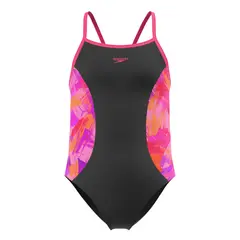 Speedo Print Spliced Thinstrap jr 104 Speedo | Svart/Rosa | Endurance+