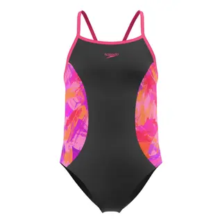 Speedo Print Spliced Thinstrap jr Speedo | Svart/Rosa | Endurance+