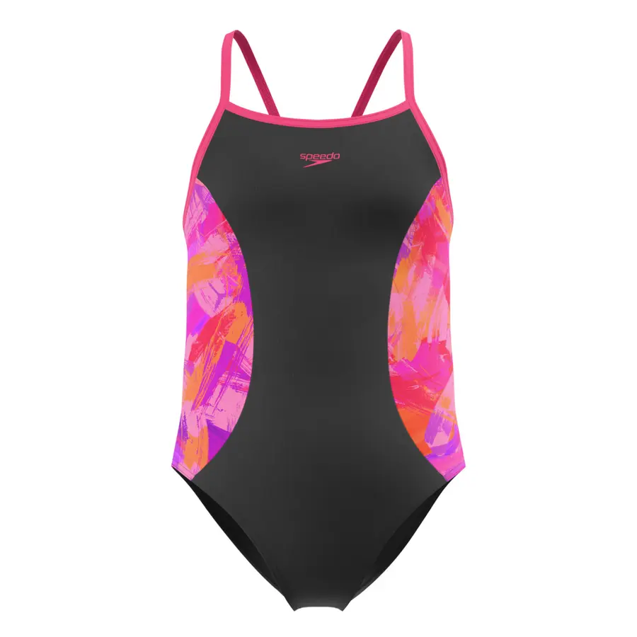 Speedo Print Spliced Thinstrap jr 104 Speedo | Svart/Rosa | Endurance+ 