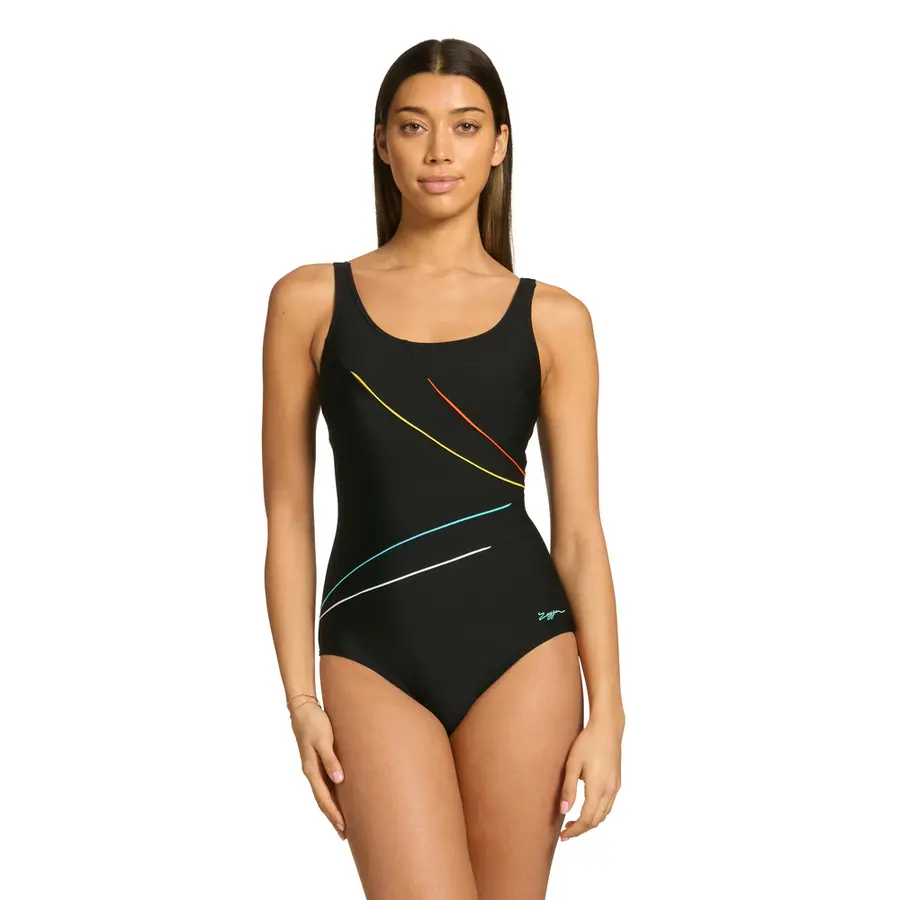 Zoggs Sun Spritz Adj Scoopback EU36 Zoggs | Svart/Striper | Ecolast+ 