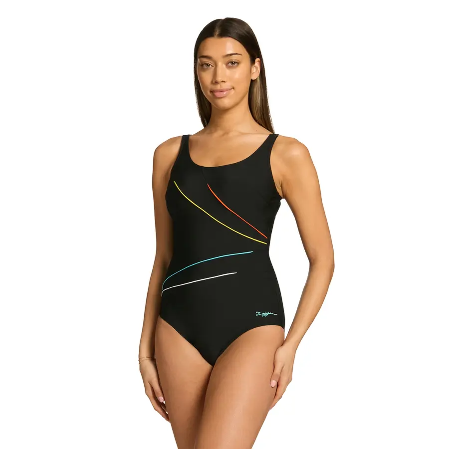 Zoggs Sun Spritz Adj Scoopback EU36 Zoggs | Svart/Striper | Ecolast+ 