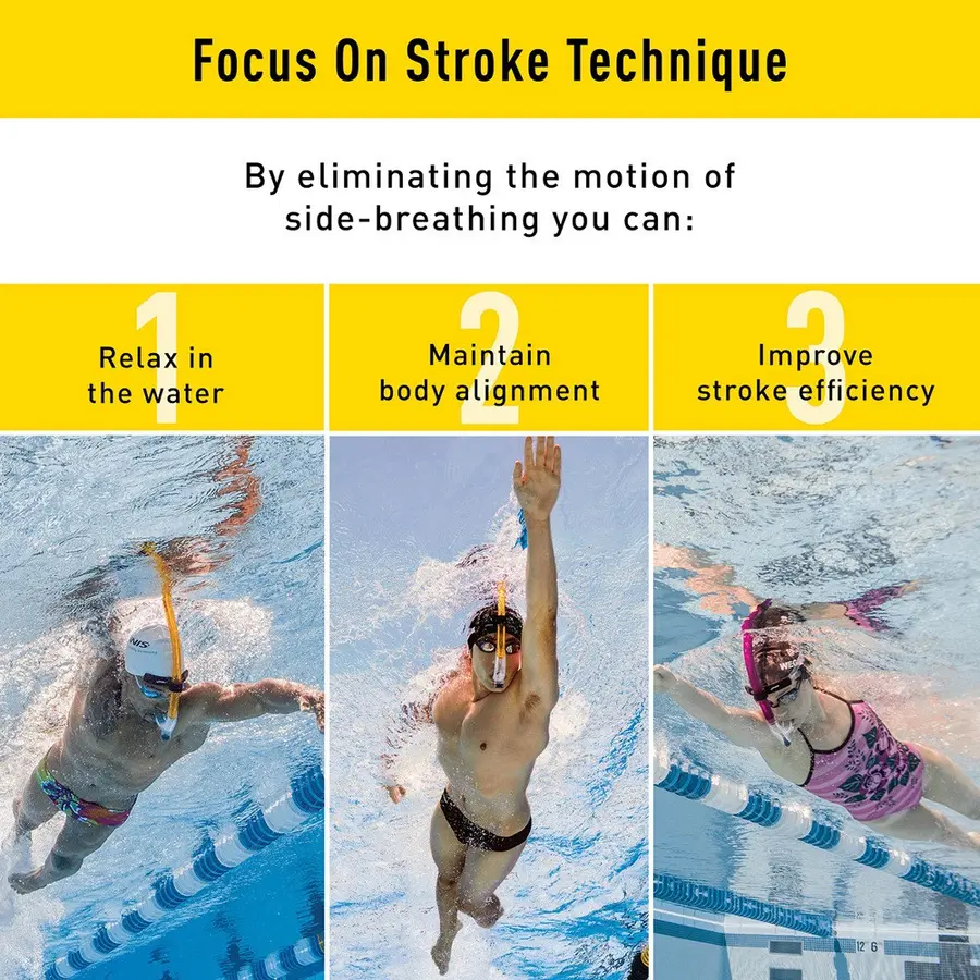 FINIS Original Swimmer's Snorkel sr Gul frontsnorkel til svømmeteknikk 