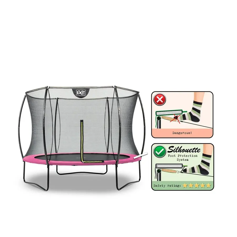 EXIT Silhouette trampoline 427 cm | Sikkerhetsnett |  Rosa 