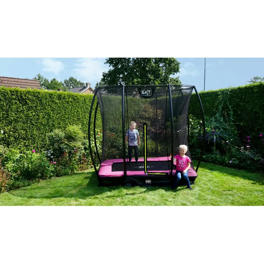 EXIT Silhouette bakketrampoline 153 x 214 cm | Rosa | Sikkerhetsnett 