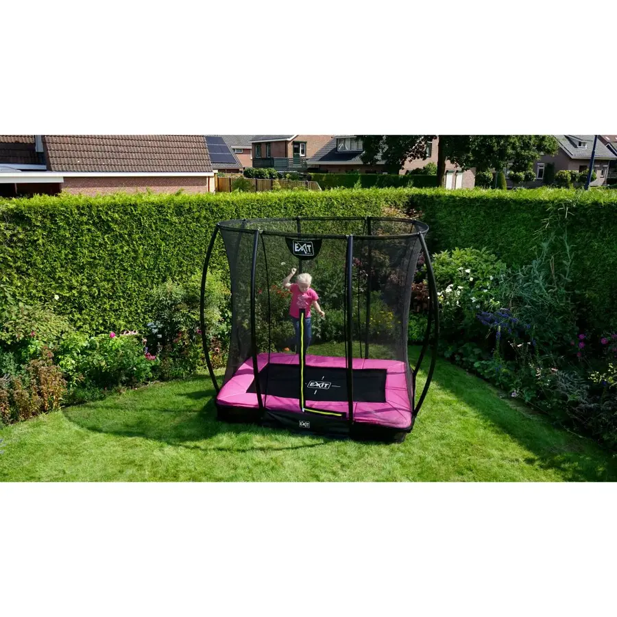 EXIT Silhouette bakketrampoline 153 x 214 cm | Rosa | Sikkerhetsnett 