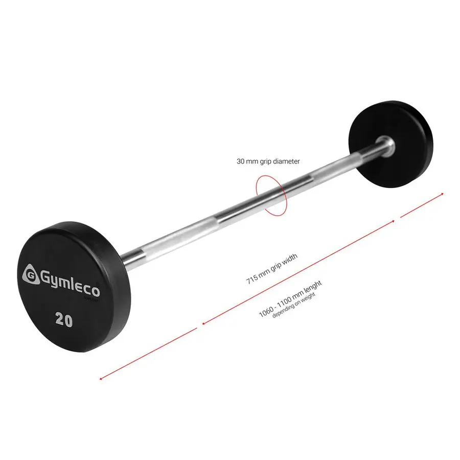 Gymleco vektstang med fast vekt 12,5 kg 
