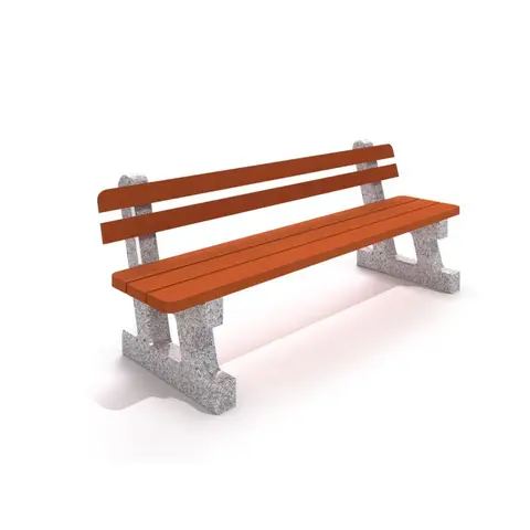 Parkbenk med rygg 2 m Betongbenk med sitteflate i tre