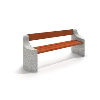 Utemøbel - Benk med rygg I tre og betong | 2 meter
