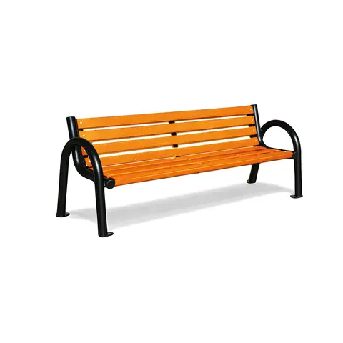 Parkbenk Classic II med rygg 1,8 m Benk av stål med sitteflate i tre
