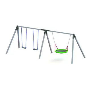 Huskeststativ i lakkert stål For 2 huskeseter og 1 fugleredehuske