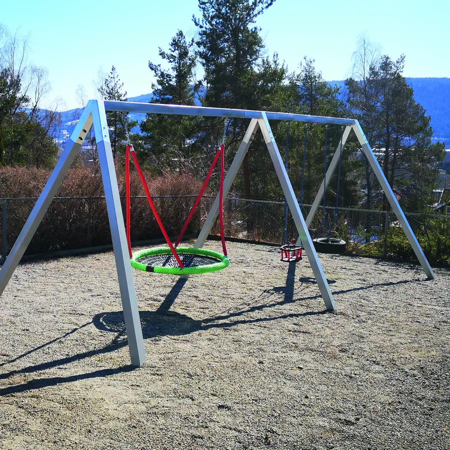 Huskeststativ i lakkert stål For 2 huskeseter og 1 fugleredehuske 