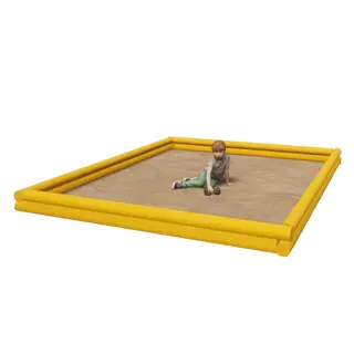 Sandkasse - liggende rundstokk 3x3 meter med kattenett