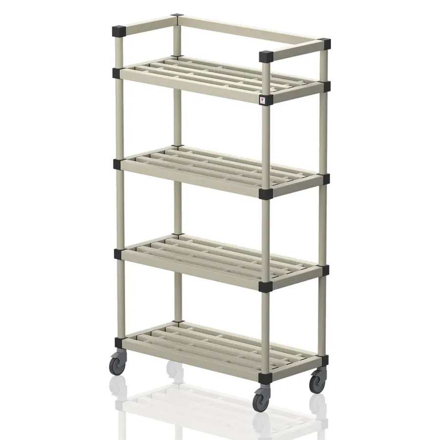 Oppbevaringshylle med hjul | Beige 100x46x176 cm | Flyttbar hylle 