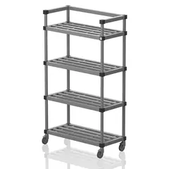Oppbevaringshylle med hjul | Grå 100x46x176 cm | Flyttbar hylle
