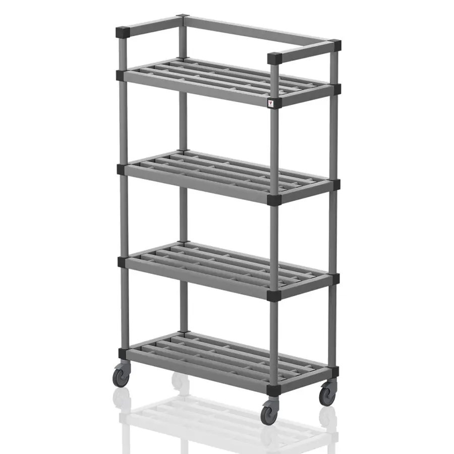 Oppbevaringshylle med hjul | Grå 100x46x176 cm | Flyttbar hylle 