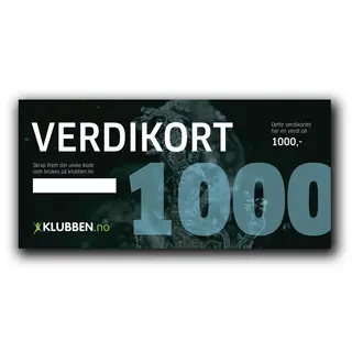 Gavekort kr 1000,- | 10 stk Verdikort med skrapefelt