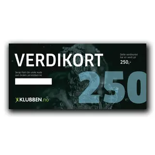 Gavekort kr 250,- Verdikort med skrapefelt