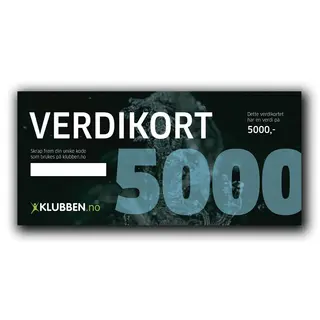Gavekort kr 5000,- Verdikort med skrapefelt