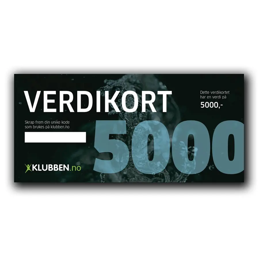 Gavekort kr 5000,- Verdikort med skrapefelt 