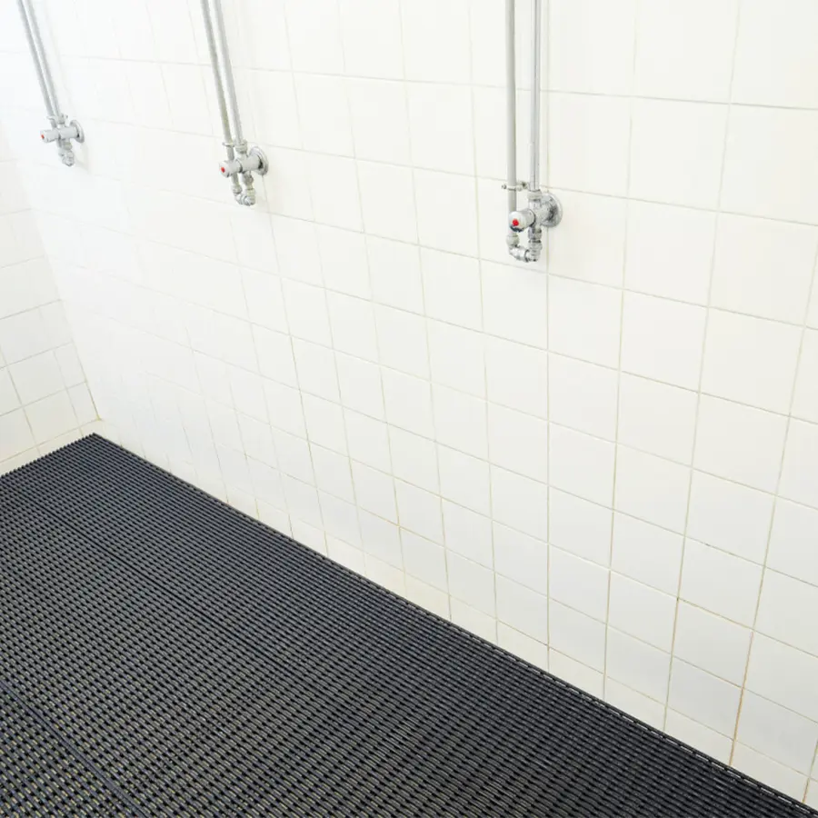 Sklisikker Våtromsmatte Heronrib 10 x 1 m | Mørk Blå 