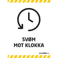 Skilt A3 -  Sv&#248;m mot klokka Hvitt skilt med svart tekst