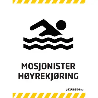 Skilt A3 - Mosjonister - H&#248;yrekj&#248;ring Hvitt skilt med svart tekst